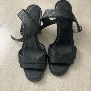 FRYE leather wooden heel sandals